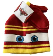 Boys Disney Cars Lightning McQueen Knit Beanie + Mittens Red, Yellow New