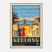 Galrie Vintage Geelong Victoria Australia Travel Poster by James Northfield Art Decor, Wood Frame, A4 21 x 30cm (8 x 12inch)