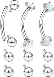 [Xwnskvvz] Internally Threaded Eyebrow Piercing Jewelry Surgical Steel Vertical Labret Lip Jewelry 16g Curved Barbell Tiny Eyebrow Ring Rook Earring Small Belly Button Ring for Women Men