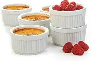 Prepworks by Progressive Porcelain Stacking Ramekins-Set of 6 CRR-6 for Baking, Crème Brulee Dishes, Souffle, Flan Pan Sauce, Custard, Pudding Cups, Dipping Bowls, White