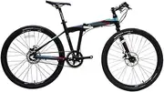Mountain Folding Bicycle, 26" Aluminum Alloy Frame Double Disc Brakes Three Shifting System Bicycle Unisex Quick Folding Travel Convenience,Blue
