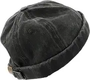 [Baluue] Casual Cotton Sailor Hat Rolled Cuff Vintage Hat Washed Cotton Brimless for Men Women