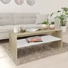 NNEVL Coffee Table White and Sonoma Oak 100x40x40 cm Chipboard