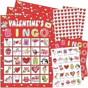 Bingo Cardboard for Valentine's Day | Tabletop Bingo Cards Set for Valentine's Day,Leisure Board Game Bingo Cards Portable Bingo Cards Suitable for Couples, Families