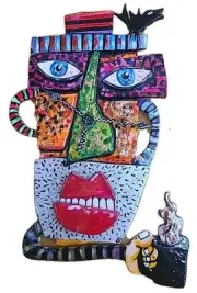The Early Bird OOAK Coffee Kitchen Art Wall Clock By Artist: NICK MAGGIO
