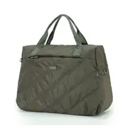 Tosca Lightweight Nylon Shoulder Market/Work Commute Tote Carry Bag Khaki Stitch