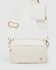 White Amalia Webbing Crossbody Bag