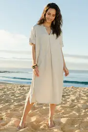 Linen Summer Relaxed Dress--NBIRD-97