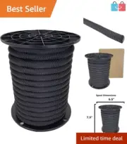 1/2 Inch Marine Grade Black Bungee Cord - 50 Feet Heavy-Duty Elastic Stretch