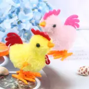 Plush Wind Up Chicken Kids Educational Toy Clockwork Jumping Walking Chicks-lIL