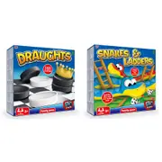 2pc HTI Snakes & Ladders and Draughts Classic Strategy Game Kids Combo Set 3y+
