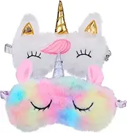 Kids Sleep Mask,2 Pack Cute Unicorn Eye Mask for Princess Sleeping,Night Blindfold Bed Eye Covers for Children