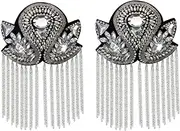 1pair Beaded Rhinestones Blazer Epaulet Kpop Fringe Tassel Metal Shoulder Epaulette Spikes Brooch Women Men Suit Accessories