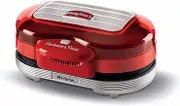 Ariete Hamburger Maker Party Time 205, Electric Sandwich Maker, Electric Grill with Two Non-Stick Grill Plates, 2 Heating Chambers, Easy to Clean, 1200 W, Red