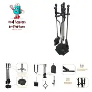 Fireplace Tools Set 5 Pieces 31.5In Cast Iron Indoor Fireside Accessories Lar...