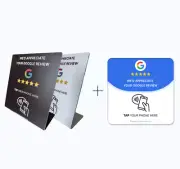 10*Google Review NFC Plate & 1*Standup Sign Bundle Package [White]
