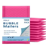 #000 4x8 (4x7) Poly Bubble Padded Envelope Mailers Shipping Bag Hot Pink 1000 PS