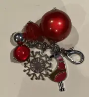 Charm/Christmas ornament with Partridge, snowflake & beads
