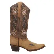 Circle G by Corral Floral Embroidered Tooled Inlay Snip Toe Cowboy Womens Size