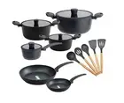 15pc Cookware Set, Marble Stone Non-stick, Frypan Saucepan Casserole Induction