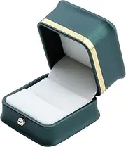 MY MIRONEY PU Leather Ring Box Blackish Green Jewelry Gift Case Ring Storage Case for Proposal, Engagement, Wedding (2.28" x 2.28" x 1.97")
