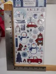 ECHO PARK MY FAVORITE WINTER SNOWMEN CHIPBOARD ACCENTS EMBELLISHMENT NEW A30682
