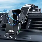 YITUMU Wireless Car Charger, 15W Qi Fast Charging Car Phone Holder Wireless Charging, Windshield Dashboard Phone Mount Holder Compatible with iPhone 14/13/12/11 Pro Max, Xs, Samsung Galaxy, etc.