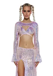 [Club Exx] Ethereal Opulence Sequin Bra And Shrug Set