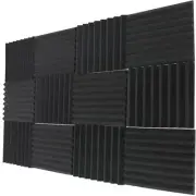 1x12x12 (12 Pack) Charcoal Acoustic Panels Studio Soundproofing Foam Wedge Tiles