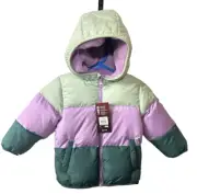 Swiss Tech Baby size 18 MONTHS Girls Puffer Jacket with Hood Color Jadeite NEW