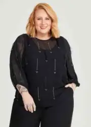 ts Taking Shape Blouse Size 20 Embellished Sheer Style NWT