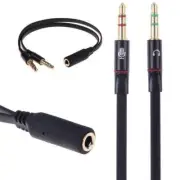 3.5mm Stereo Audio Male To 2 Female Headphone Mic Y Sale Splitter Cable C4V9