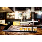 Whiskey Gun Tray & Decanter 4 Bullet Shot Glass Gift Set, Wooden Mahogany Tray