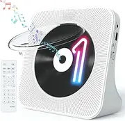 Desktop CD Player Portable with Bluetooth - Jimwey CD Player for Home with HiFi Speakers, FM Radio, Remote Control, LED Screen Display, Support CD/Bluetooth/USB/AUX, White CD Player for Gift