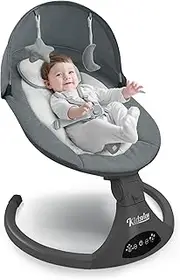 KIDSVIEW Portable 5 Speed Baby Rocker with Music, Remote Control, and Touch Screen for Infants - Suitable for 0-9 Months, 5-20 lbs, Gray (CR010A-1-GREY)