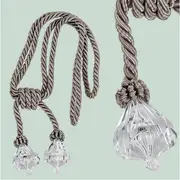 PAIR 2 pieces Curtain Tie Backs with Acrylic Diamond on end - Mocha 16cm ending