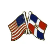 USA Flag American Flag Dominican Republic Crossed Flags Lapel Hat Pin Tie Tac