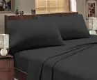 Ramesses Charcoal Egyptian Cotton Flannelette Sheet Set, Mega Queen Size