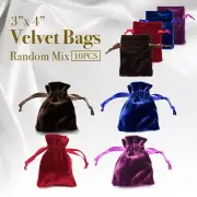 10pcs Small 3"x4" Velvet Bags, Jewelry Wedding Party Favors, Drawstring Pouch