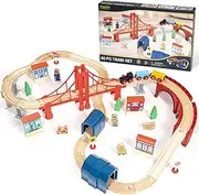 Maxim Enterprise Inc Wooden Train Set, 60-Piece