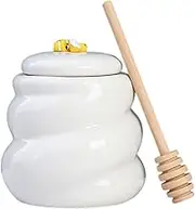 Ceramic Honey Pot with Lid and and Dipper,14.5 oz Honey Jar for Syrups,Jams,and Jellies,Honey Container for Home Kitchen Storage,Porcelain Honey Pot