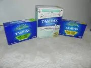 3 boxes Tampax Tampons: 21 Regular and 21 Super 100% Cotton (42 Total Tampons)