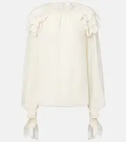 [Chloe] Chloé Ruffled silk blouse AU 16 white