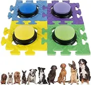 4Pcs Dog Talking Button Pet Training Buzzer Recordable Training Buttons for Dogs Talking Dog Buzzer with Anti-Slip Pad 30 Seconds Voice Recording Battery Operated Recordable Answering Buttons for Dogs Pet