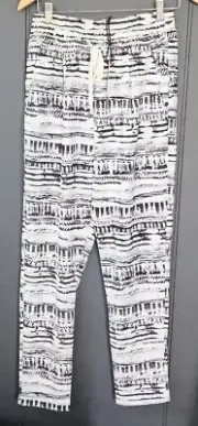 COOPER ST Lifestyle Ladies Pants Drawstring Waist Black/White Print Size 8 NWT