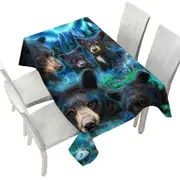 Forest Animals Art Daydream Moonlit Black Bears Tablecloth