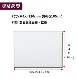 【C.L居家生活館】Y149-14 雙面磁性白板(4x6尺)/黑板/告示板/展示板/留言 (8折)