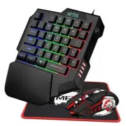One Hand Gaming Keyboard and Mouse Combo, RGB Rainbow Backlit One-Handed