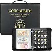 AITIME Large Coin Collection Holder Album for Collector, 3 in 1 Coin Collection Supplies for Coin and Currency, 370 Pocket Collection Storage Book with Zipper and Handle