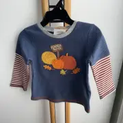 Mud Pie Size 2T-3T Top Boys Shirt Mudpie Pumpkin Patch Fall Blue NEW NWT